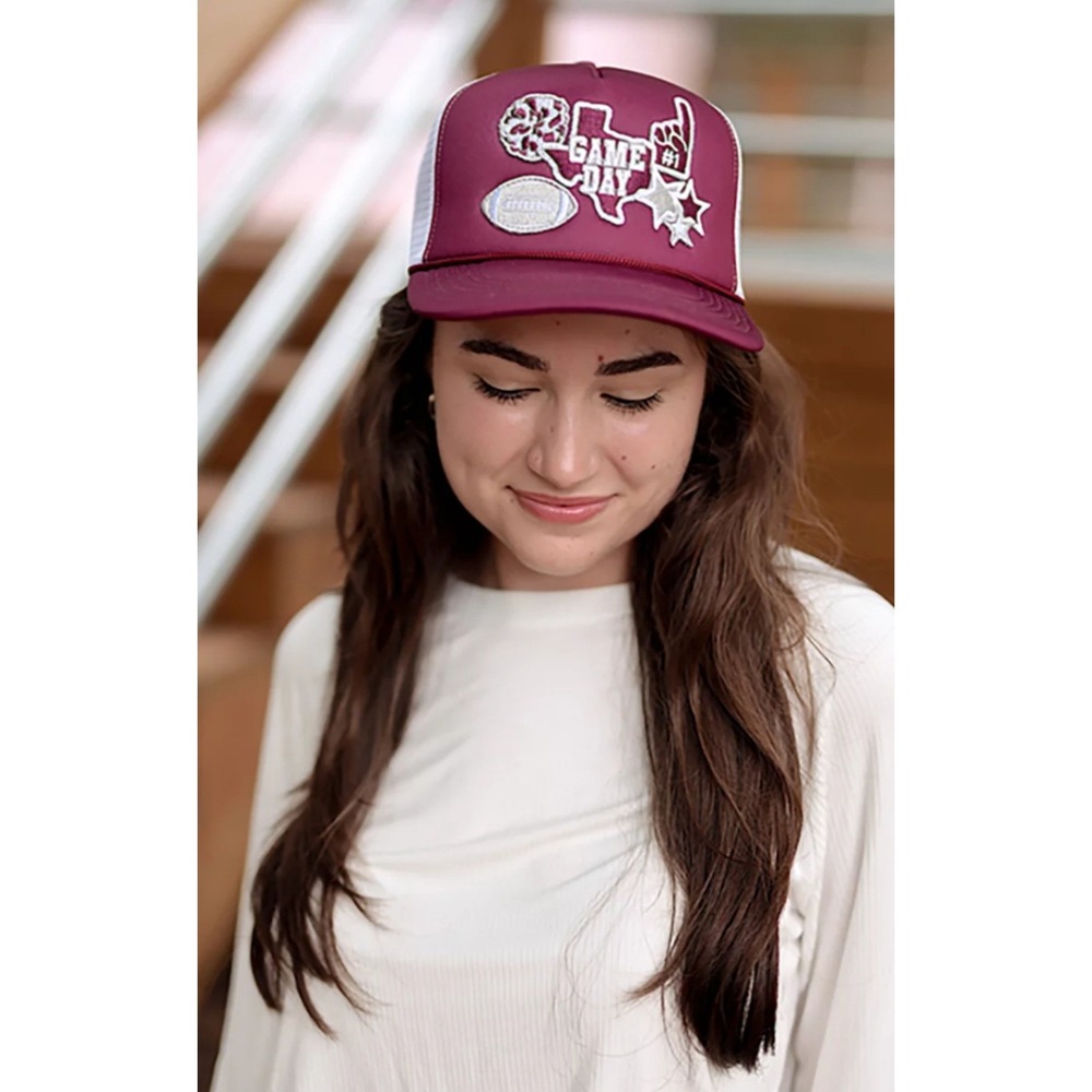 Jadelynn Brooke Texas Game Day Trucker Hat Maroon White Snapback Cap NWOT